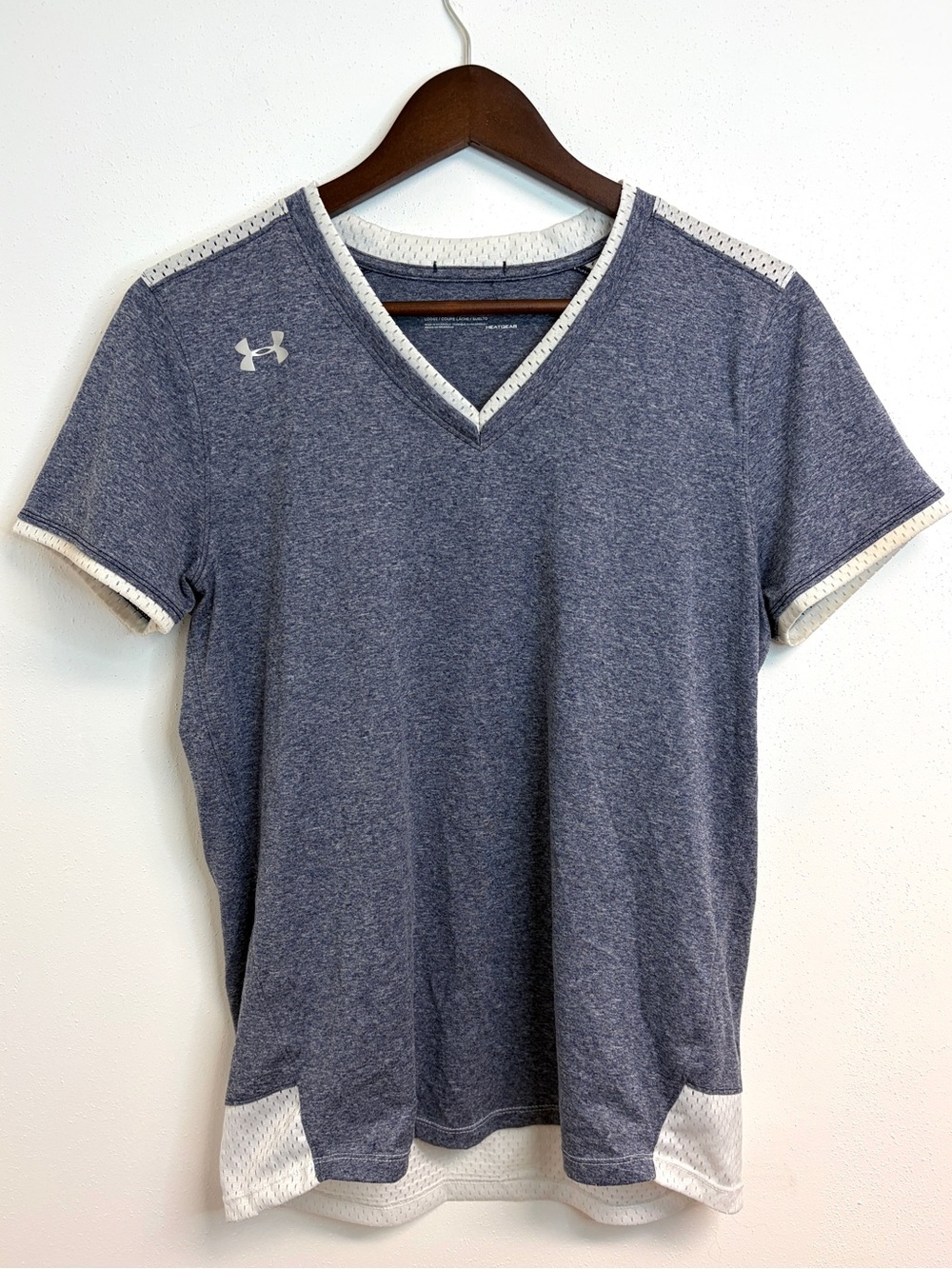Under Armour Blue Heather V-Neck Short Sleeve Performance Tee